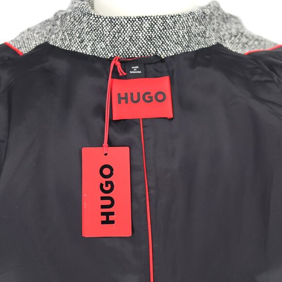 Hugo Boss Men's Charcoal Melange Wool Malte Modern Slim-Fit Overcoat Size 40R - Picture 9 of 12